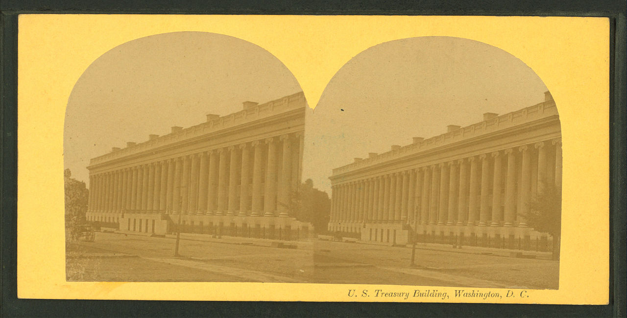 Period stereograph of the US Treasury Building by Langenheim, Loyd & Co.
