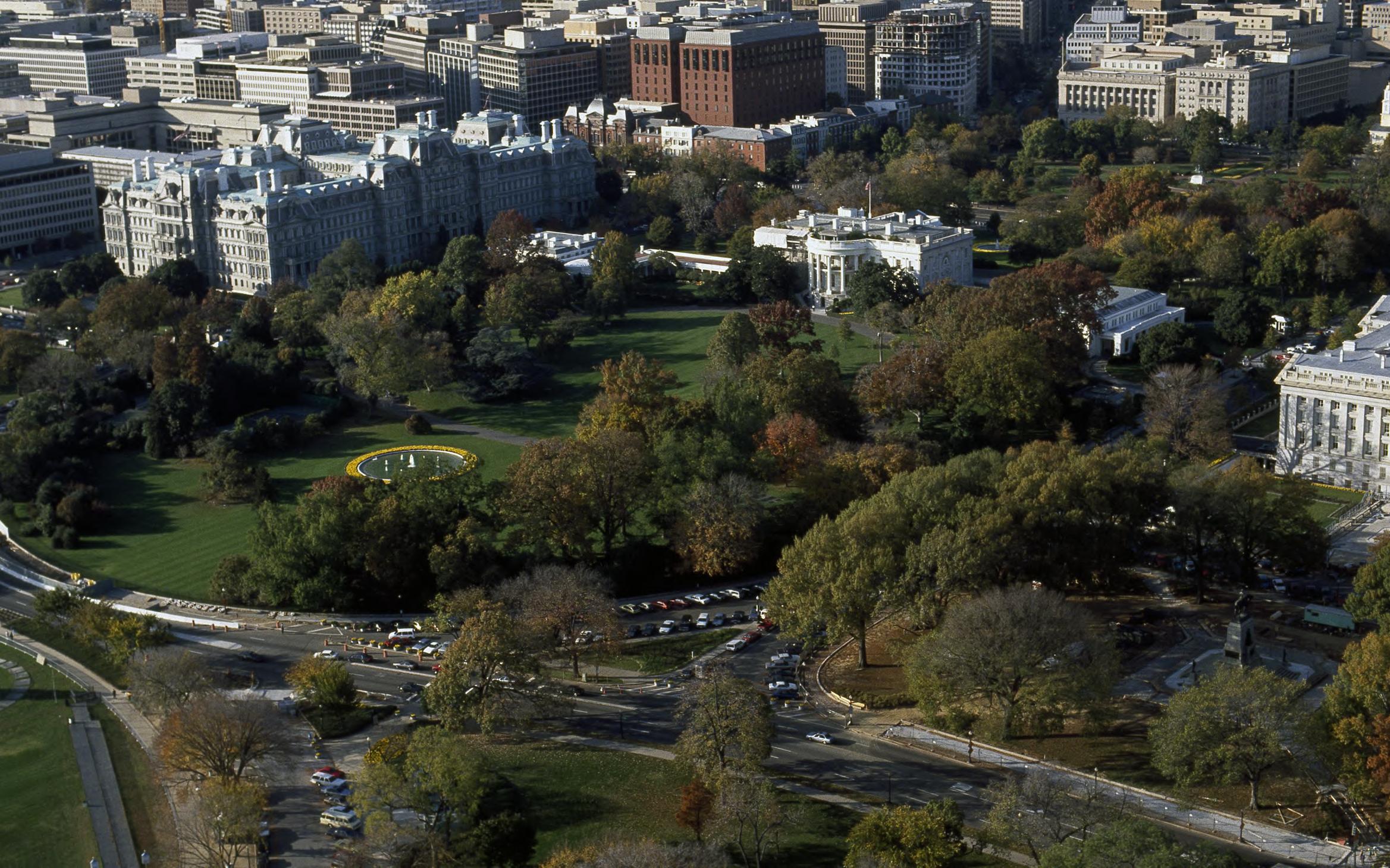 Aerial view of the White House on a fall day by Carol M Highsmith