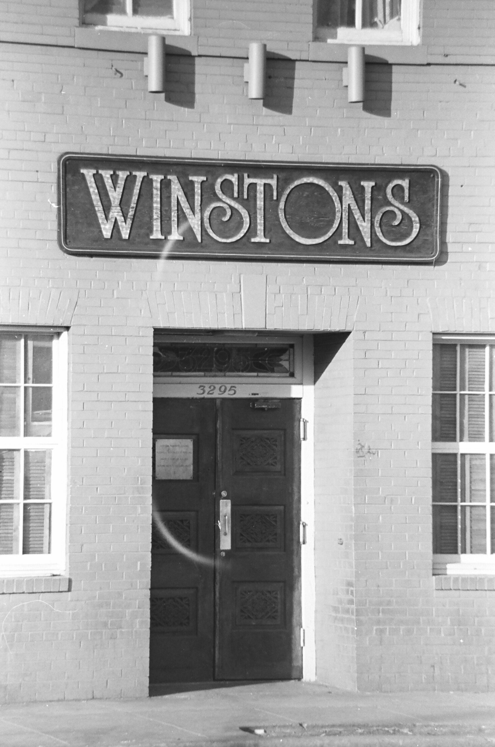 Winstons sign over 3295 M Street NW Georgetown brick facade 1980s