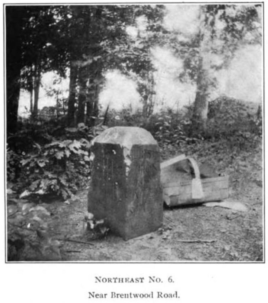 1906 photograph of the Northeast No. 6 DC boundary stone, by Fred E. Woodward