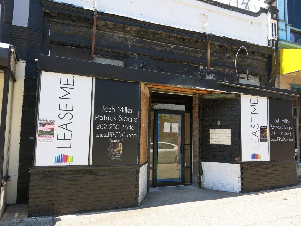 2440 18th Street NW in July 2017, mid-conversion from Millie and Al's into Bom, a Korean-style fried chicken and Asian f