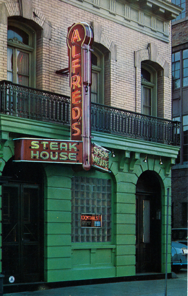 Vintage 1950s postcard of Alfred's Steak House at 1610 U Street NW, Washington DC
