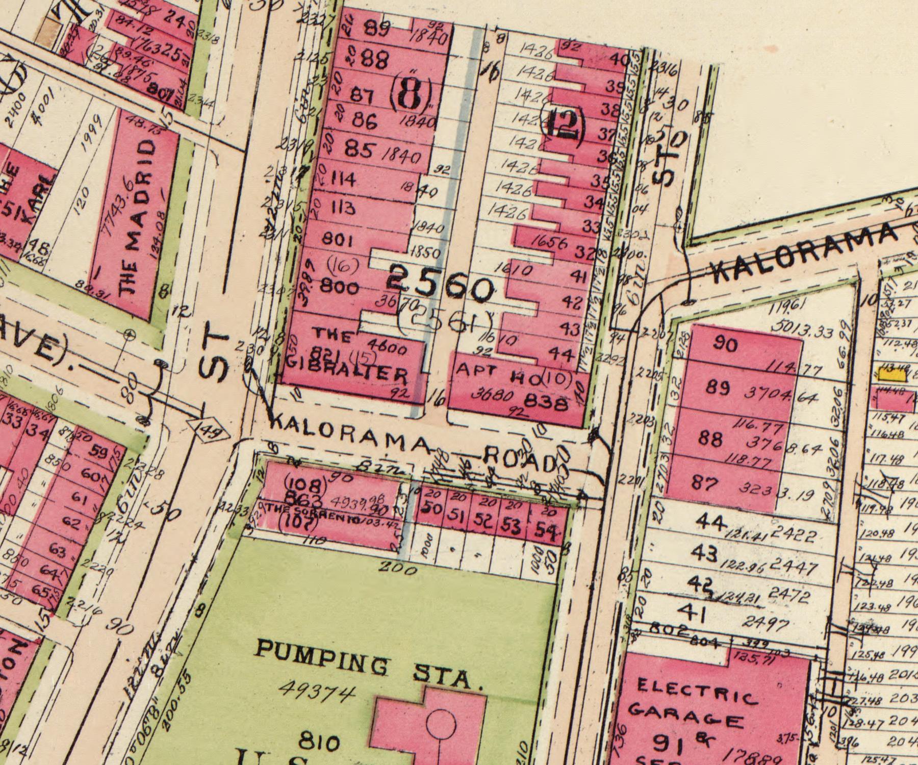 1919 Baist real estate atlas plate showing square 2560 and lot 88 at 2325 18th Street NW