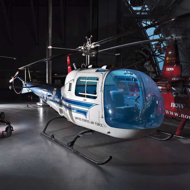 Bell H-13J Sioux 57-2729 on display at the Steven F. Udvar-Hazy Center of the Smithsonian National Air and Space Museum