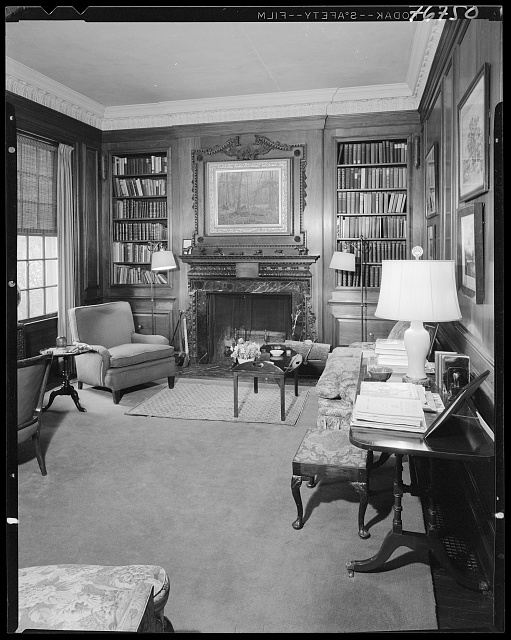 Merrywood library with black walnut paneling, 1961