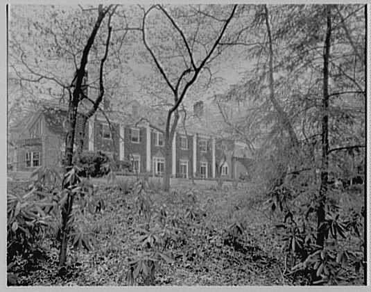 Merrywood mansion rear elevation facing the Potomac bluff, 1961