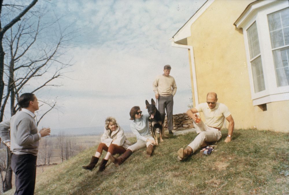 President Kennedy and First Lady Jacqueline Kennedy with friends outside Wexford in Atoka, Virginia, November 10, 1963