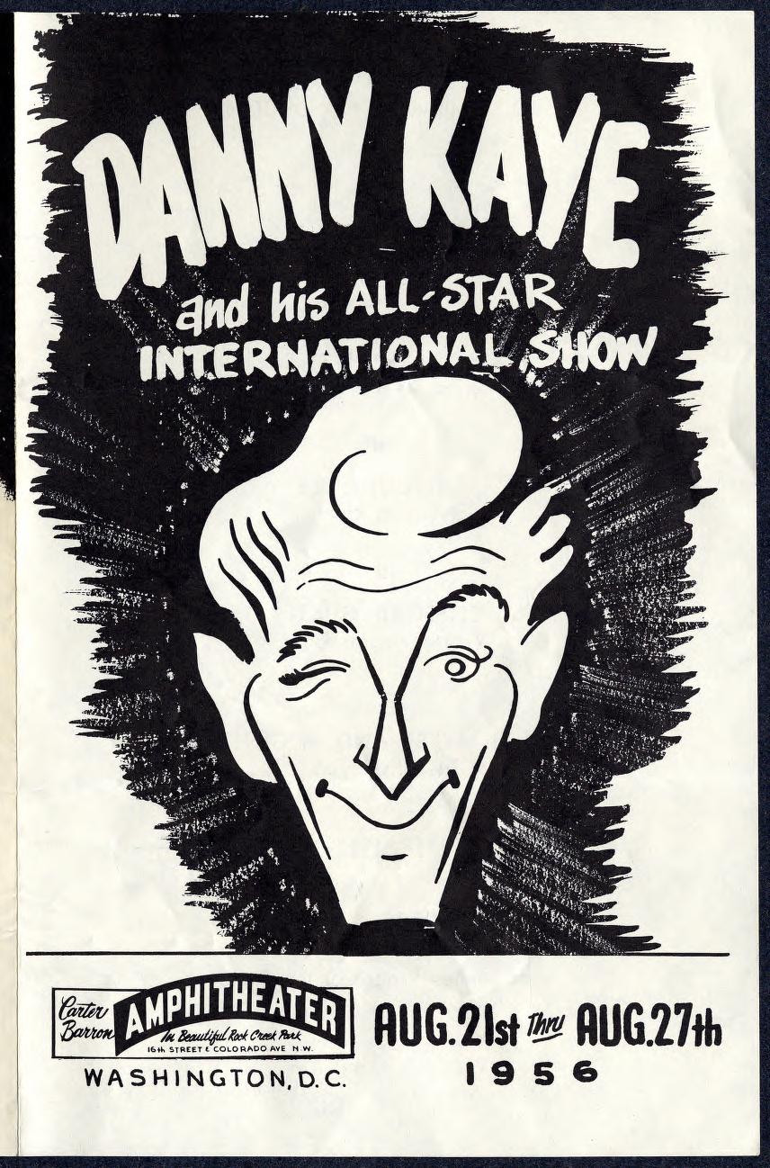 Program cover for Danny Kaye and his All-Star International Show at the Carter Barron Amphitheater, August 21-27 1956