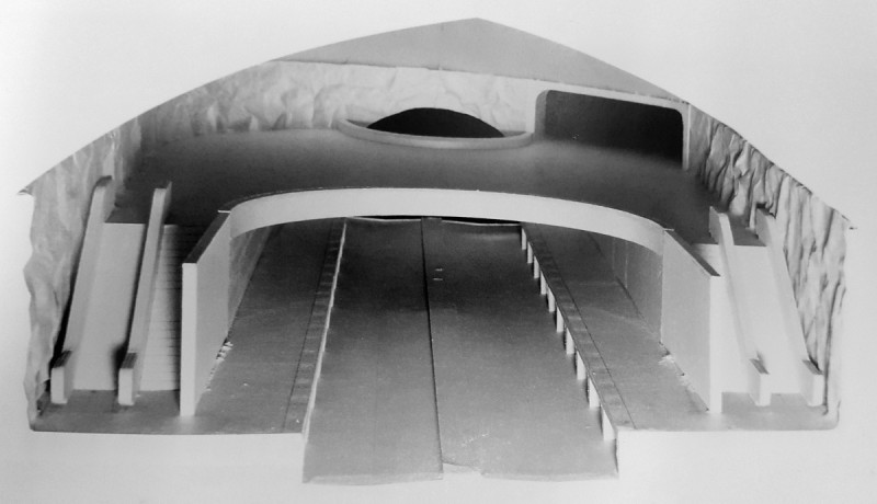 Harry Weese’s 1966 model for a rough-stone Woodley Park Metro station