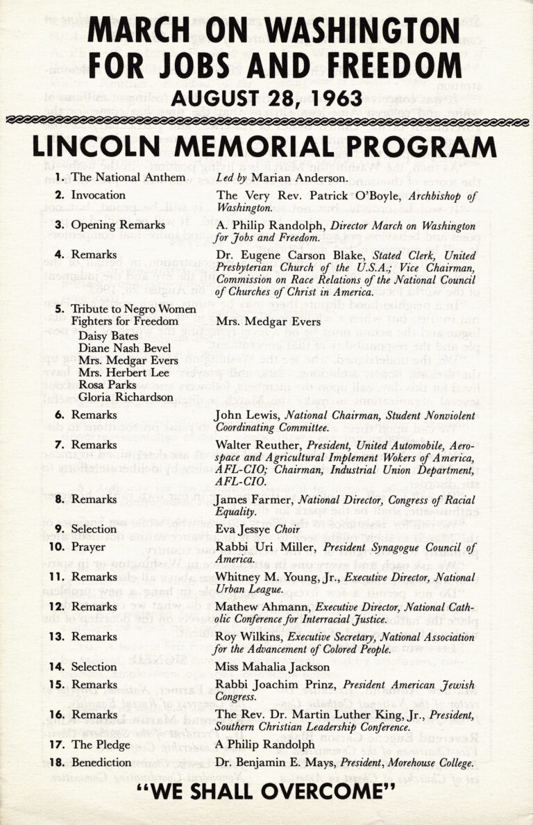 Lincoln Memorial program for the March on Washington, August 28, 1963
