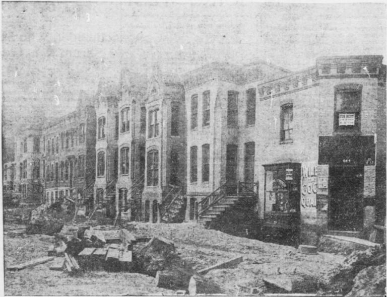 Houses on First Street NE in a photograph published in 1904