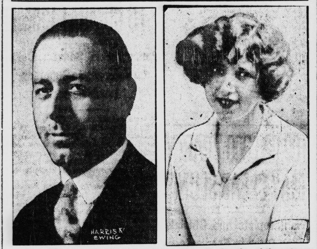 1926 newspaper portraits of Detective Sergeant Arthur B. Scrivener and his fiancee Helen Barnes Parker
