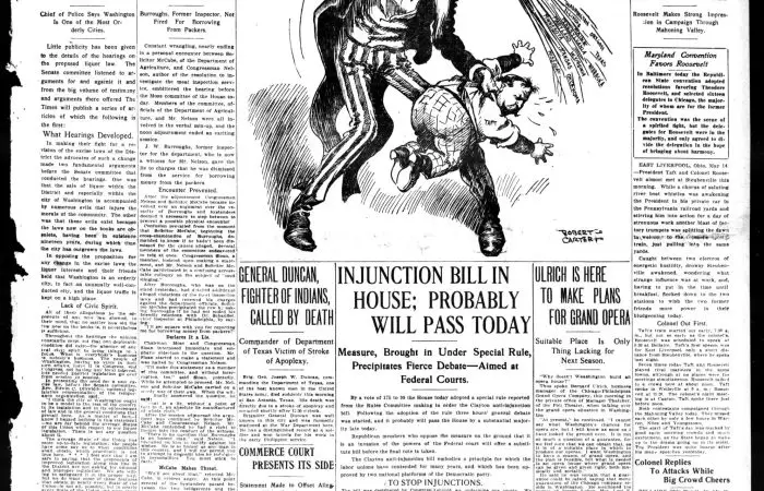 front page of the Washington Times - May 14th, 1912