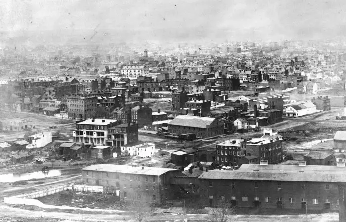 Early photographic view of Washington, D.C. from Capitol Hill, looking northwest