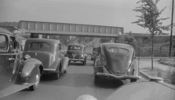 traffic heading down Route 1 (1940)