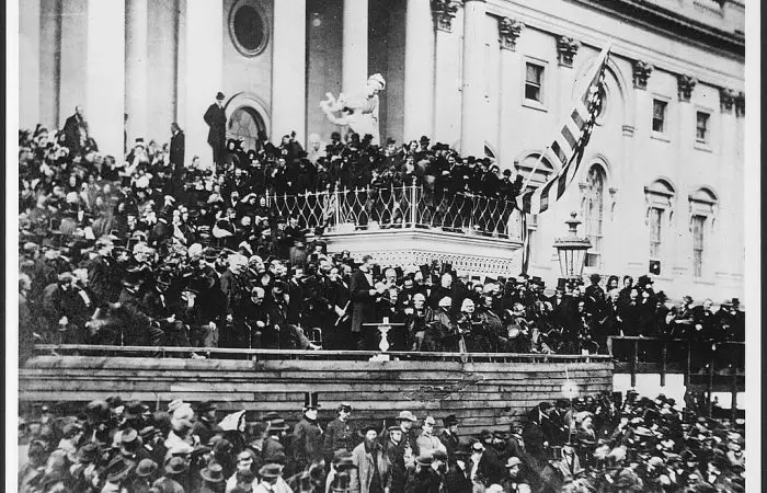 Abraham Lincoln delivers his second inaugural address