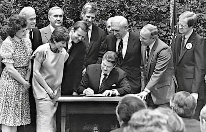President Reagan signing National Minimum Drinking Age Act into law