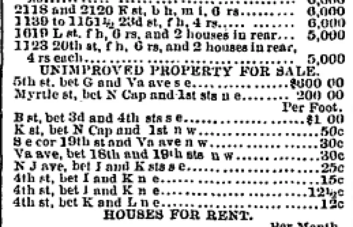 May 30th, 1886 real estate advertisement (Washington Post)