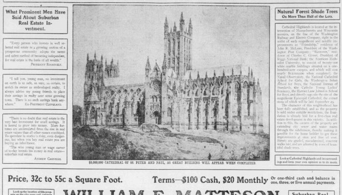 Cathedral Highlands advertisement in the Washington Herald - June 23rd, 1907