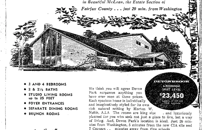 Devon Park real estate advertisement - 1957