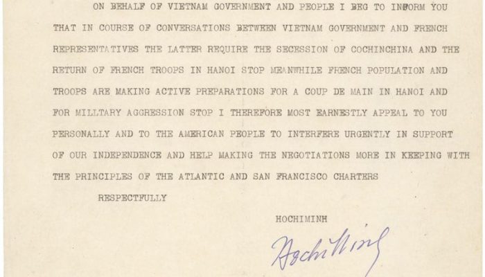 telegram from Ho Chi Minh to Harry Truman