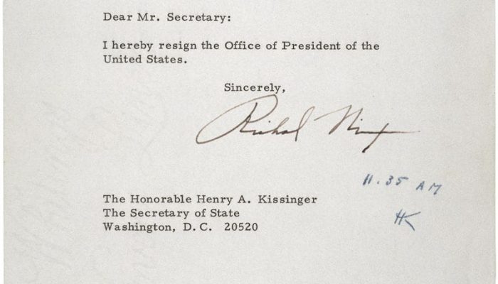 Richard Nixon's letter of resignation